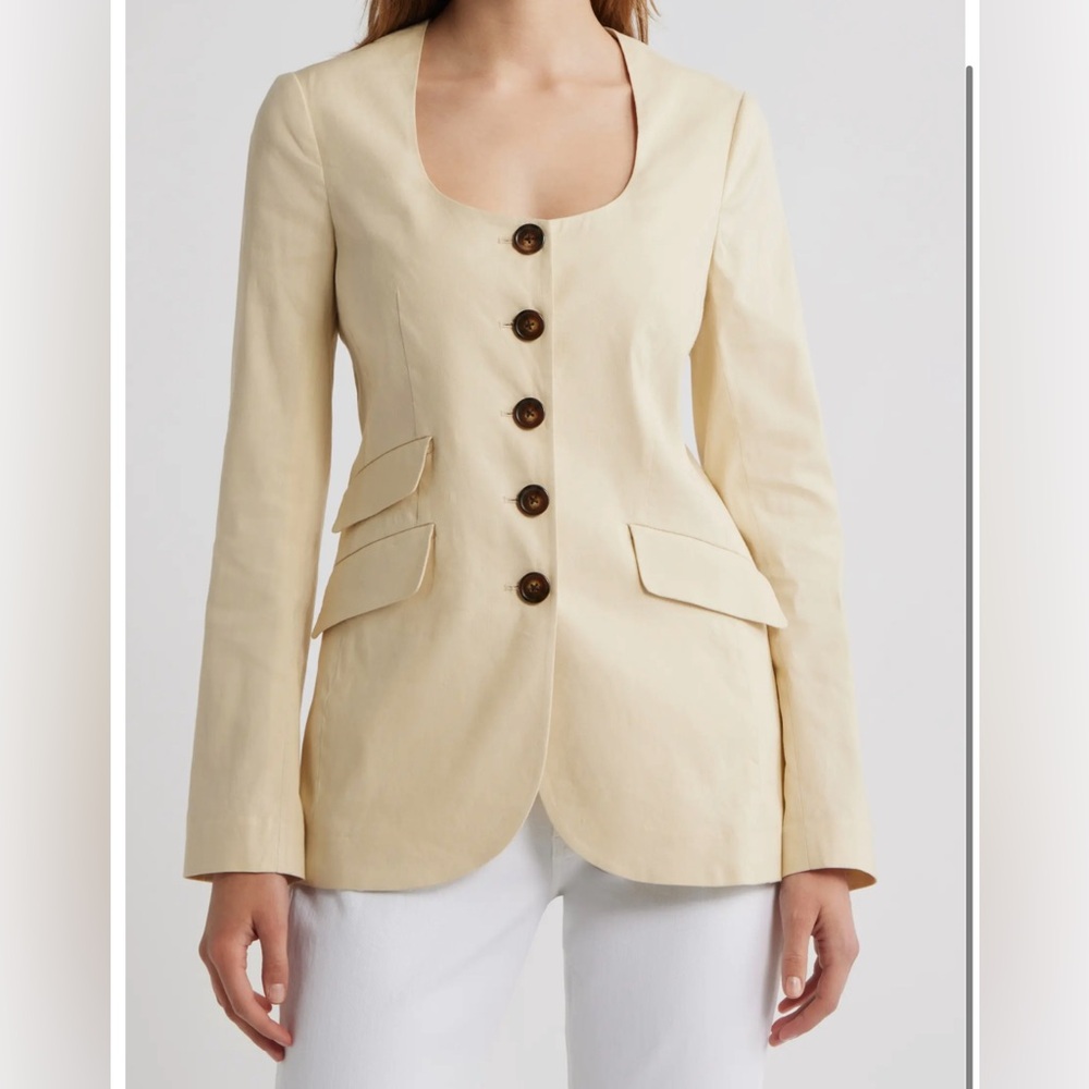 NWT $528 Rag & Bone Roslyn Linen Blend Blazer In Light Tan In Sz. 4 - Picture 4 of 13